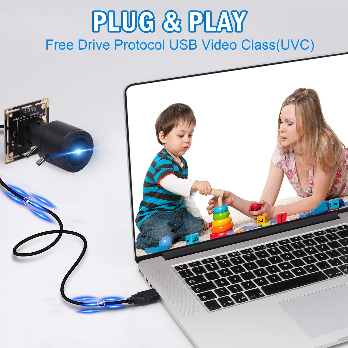 ALPCAM 1080P USB Camera Module, 0.01Lux Low Light Camera with 2.8-12mm Varifocal Lens H.264 2MP CMOS IMX323 UVC Industrial Webcam Board for Window Linux Android Mac OS