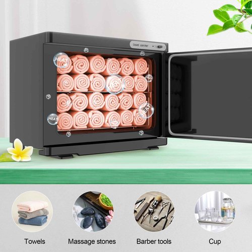 RyJaune Towel Warmer, 23L Towel Warmer Cabinet Can Hold 32 Wet Facial Towels,Hot Towel Warmer Use for Spa, Hair Beauty, Salon - Black