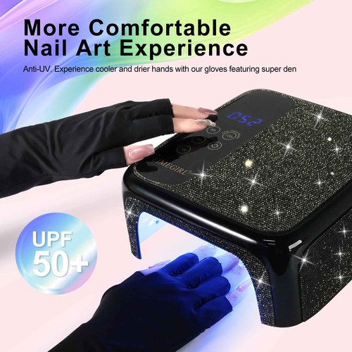 Sparkling Diamond UV Nail Lamp - Cordless, Professional Gel Nail Polish Curing Lamp with 4 Timers & LCD Touch Display, Salon-Grade Diamond UV Nail Dryer