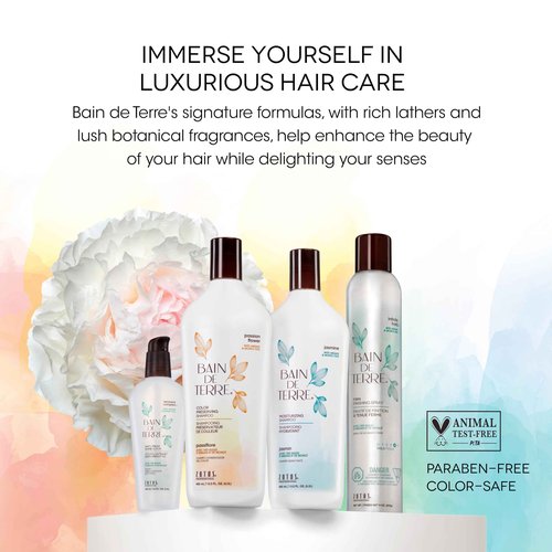 Bain de Terre Ultra Hydrating Shampoo and Conditioner Set & Shine Serum | Coconut Papaya | Hydrates Overly Dry | Damaged Hair | Paraben Free | Color-Safe | 33.8 Fl Oz