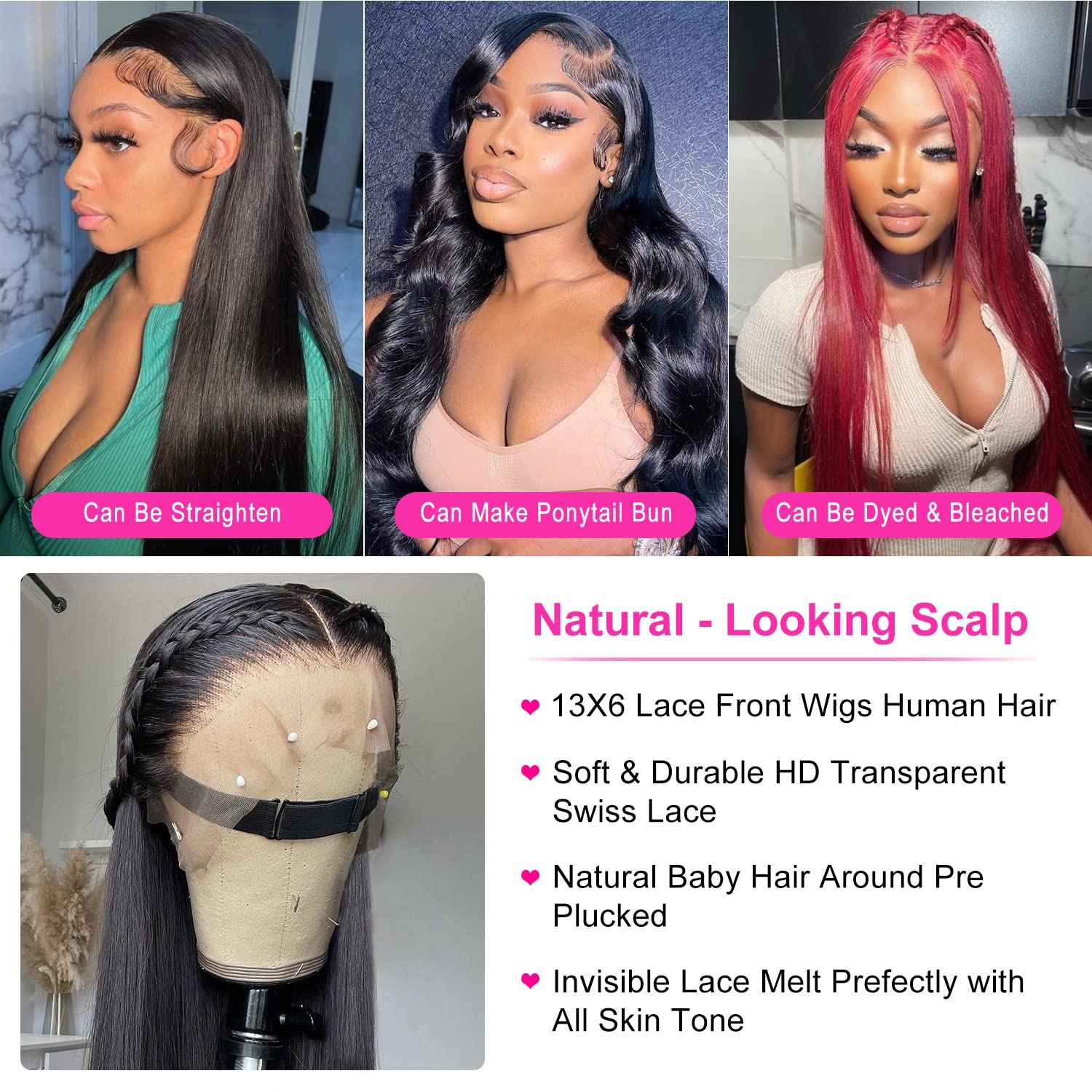 mengkai 13x6 HD Straight Lace Front Wigs Human Hair Glueless Wigs Human Hair Pre Plucked HD Transparent Bone Straight Lace Frontal Wigs Human Hair Deep Part lace Human Hair Wigs for Woman 20 Inch