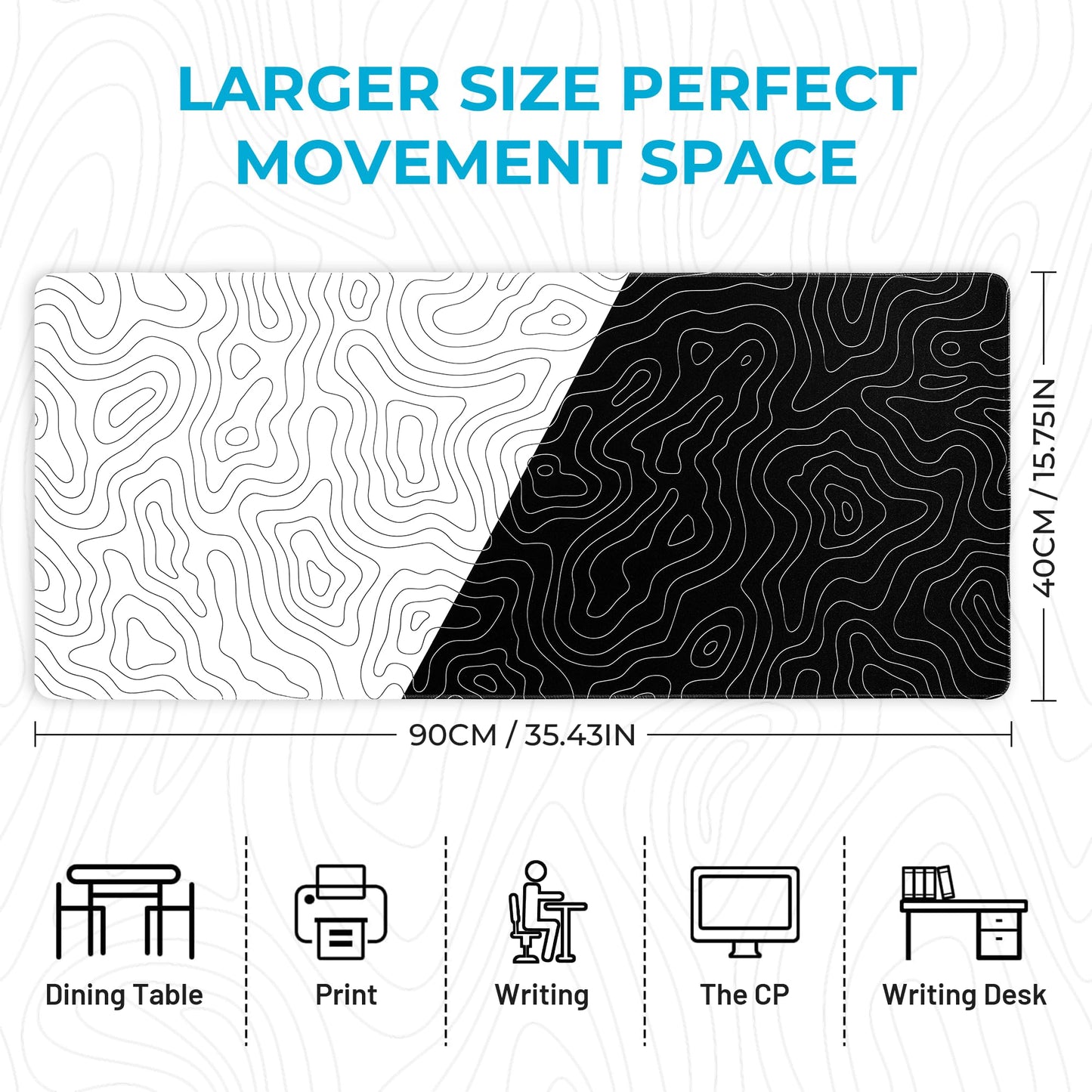 XVX HE68 Pro Rapid Trigger Keyboard and Black and White Topographic Map Mouse Pad(XXL)