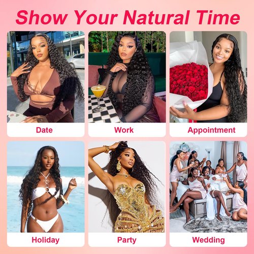 PUNUBO Deep Wave Lace Front Wigs Human Hair 13x6 HD Transparent Lace Front Wigs 230% Density Deep Curly Wig Pre Plucked Deep Wave Frontal Wigs with Baby Hair 20 Inch