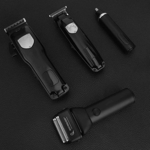 Karrte Professional Hair Clippers and Trimmer Set for Men, T-Shaper Trimmer & Foil Shaver, Nose & Ear Hair Trimmer, Cordless Clippers and Grooming Set, Hair Cutting Kit with LED Display Black