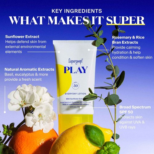 Supergoop! PLAY Everyday Lotion SPF 50 Pump Refill Pouch - Broad Spectrum Body & Face Sunscreen - Great for Active Days - Fast Absorbing, Water & Sweat Resistant - 18 fl oz
