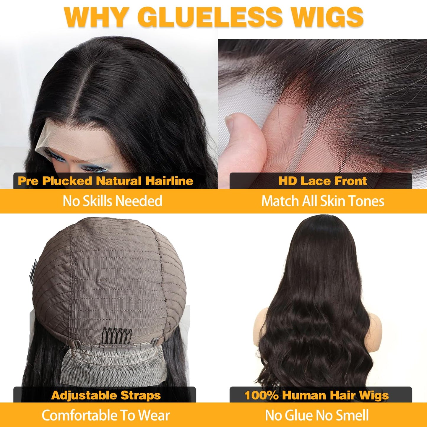 28 Inch Body Wave Lace Front Wigs Human Hair 13x4 HD Transparent Lace Frontal Wigs Human Hair for Women Brazilian Virgin 180 Density Glueless Wigs Human Hair Pre Plucked with Baby Hair Natural Black