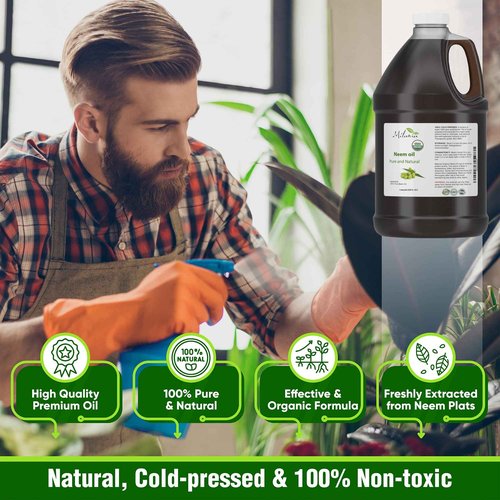 Premium Organic Neem Oil Virgin (1 Gallon), Cold Pressed, Unrefined 100% Pure Natural Grade A. Excellent Quality
