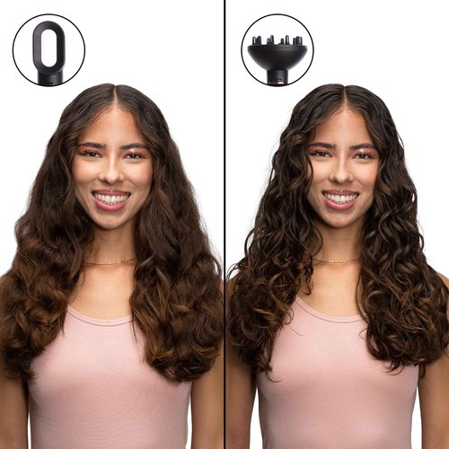 Foxybae Super Styler – 4-in-1 Blow-Dryer Brush Set - Diffuser, Blowout-Brush, 1.25” Curling Barrel & Drying Cylinder - Voluminous, Frizz-Free Hair - Dryer, Straightener & Curler (Black Rose-Gold)