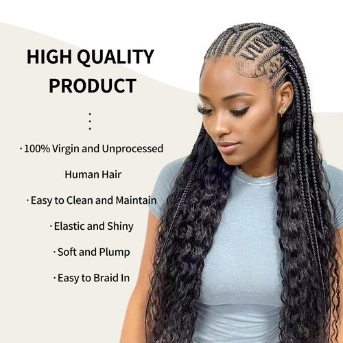 Deep Wave Bulk Human Hair for Braiding 2 Bundles 100g 26 Inch No Weft 10A Brazilian Virgin Curly Human Hair Extensions for Boho Braids Wet Wavy Human Braiding Hair (26"/100G,Black)