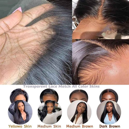 tobasew 13x6 Straight Lace Front Wigs Human Hair 200 Density HD Transparent Lace Frontal Human Hair Wigs for Women Glueless Wigs Human Hair Pre Plucked 20 Inch