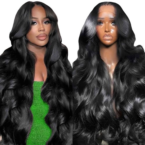 Starmo Body Wave 13x4 HD Lace Front Human Hair Wigs for Women 150% Density Glueless Natural Black 24 Inch