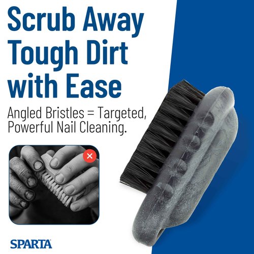 SPARTA Nail Scrub Brush Commercial-Grade, Heavy-Duty Hand and Fingernail Brush with Stiff Bristles for Gardeners, Mechanics, And Foodservice Personnel, Plastic, 5 Inches, Black, (Pack of 12)
