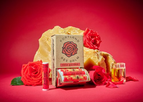 Portland Bee Balm All Natural Handmade Beeswax Based Lip Balm, Rose Garden 24 Count