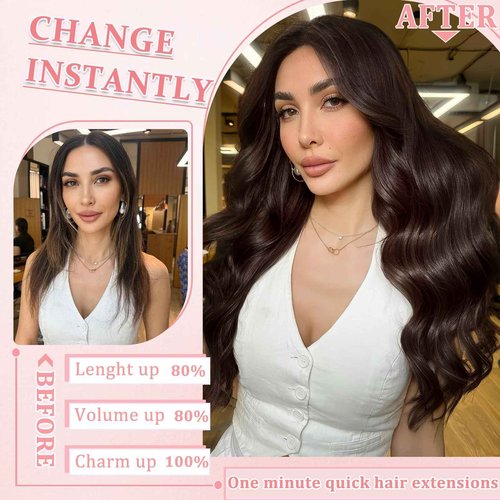 Clip in Hair Extensions Real Human Hair Clip in Extensions for Women Seamless Invisible Dark Brown Natural Remy 100% Human Clips ins Extension 8pcs Double Weft 24 inch 4.2oz/120g