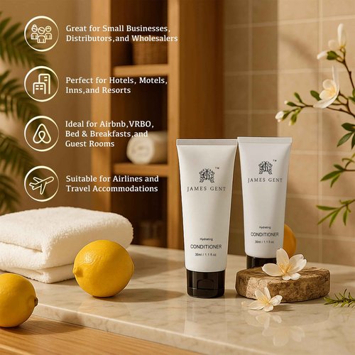 JG JAMES GENT Travel Size Conditioner Bulk 300 Pack Individually Wrapped Hair Nourishing Conditioner Hotel Size for Travel Aloe and Green Tea Extract Infused Hotel Toiletries and Supplies for Guests