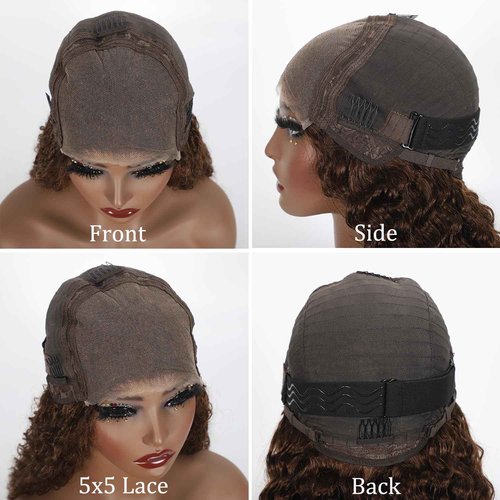 ONICE Wear And Go Glueless Wigs Human Hair Pre Plucked Pre Cut 5x5 HD Lace Closure Human Hair Wigs For Black Women Upgraded No Glue Deep Wave Lace Front Wigs Human Hair(Chocolate Brown,24Inch)