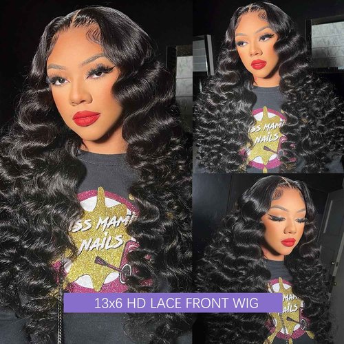 Brofoe 13x6 Lace Front Wigs Human Hair 200 Density Body Wave HD Lace Front Wigs Human Hair Pre Plucked Natural Color Glueless Wigs for Women 16 Inch