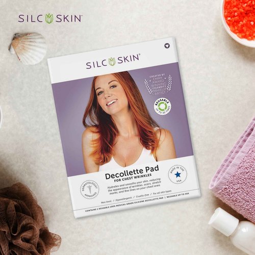 Silc Skin Decollette Pad - Medical-Grade Chest Wrinkle Pads, Smoothing Anti Wrinkle Chest Pads, Reusable Silicone Chest Wrinkle Patches, 90 Day Supply