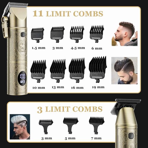 KEMEI Professional Hair Clippers for Men, 3 in 1 Barber Clipper Kit, Bronze