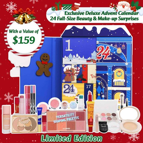 UCANBE Luxury Makeup Advent Calendar 2025, 24 Days Christmas Makeup Gift Set for Adult Women & Teen Girls, 2025 Xmas Beauty & Cosmetic Countdown Calendar Holiday Surprise Limited-Edition Make Up Gifts Kit