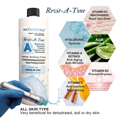 Hydrodermabrasion Solution, Aqua Peeling Serum, Solution for Wet Microdermabrasion, 3 bottles of 16 oz each, Natuderma Hydro Serum. MADE IN USA
