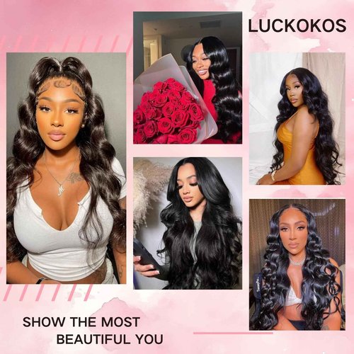 LUCKOKOS 22 Inch 13x6 Body Wave Lace Front Wigs Human Hair 200 Density HD Transparent Lace Front Wigs for Black Women Glueless Frontal Wigs Human Hair Pre Plucked