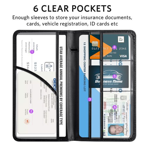 CoBak Car Registration and Insurance Holder - Vehicle Glove Box Car Organizer,Auto Truck Comparment Accessories Case with Magnetic Closure for Driver License,Cards