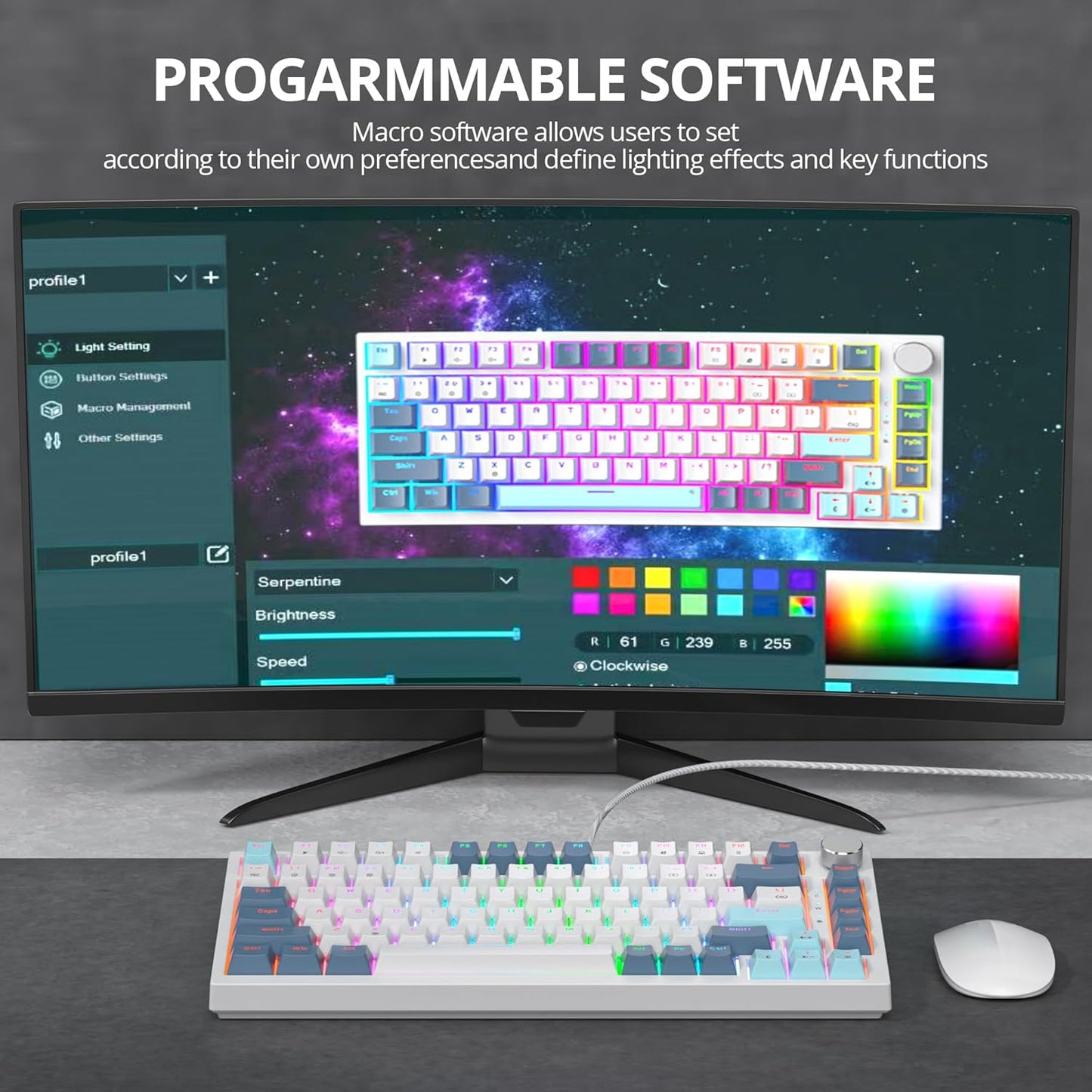 75% TKL Wired Mechanical Keyboard,RGB Backlit Gasket Mount 82 Key Hot Swappable Custom Linear Red Switch Gaming Keyboard with Volume Knob & PBT Keycaps (82 Monster B)