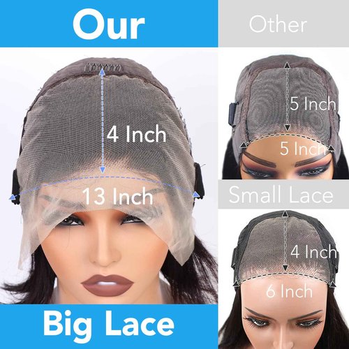 Thogriy Bob Wig Human Hair 13x4 HD Transparent Lace Front Straight Wigs 180% Density 16 Inch Pre Plucked Short Bob Straight Wigs Human Hair for Women Natural Black Color