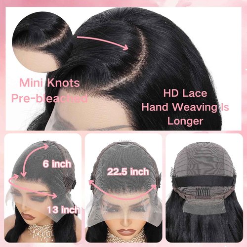 LUCKOKOS 22 Inch 13x6 Body Wave Lace Front Wigs Human Hair 200 Density HD Transparent Lace Front Wigs for Black Women Glueless Frontal Wigs Human Hair Pre Plucked