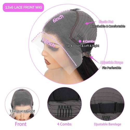 Zlzlblbl Straight Lace Front Wigs Human Hair Pre Plucked 13x6 Lace Frontal Wigs Human Hair 24inch Glueless Wigs Human Hair Natural Color Lace Front Wigs for Women