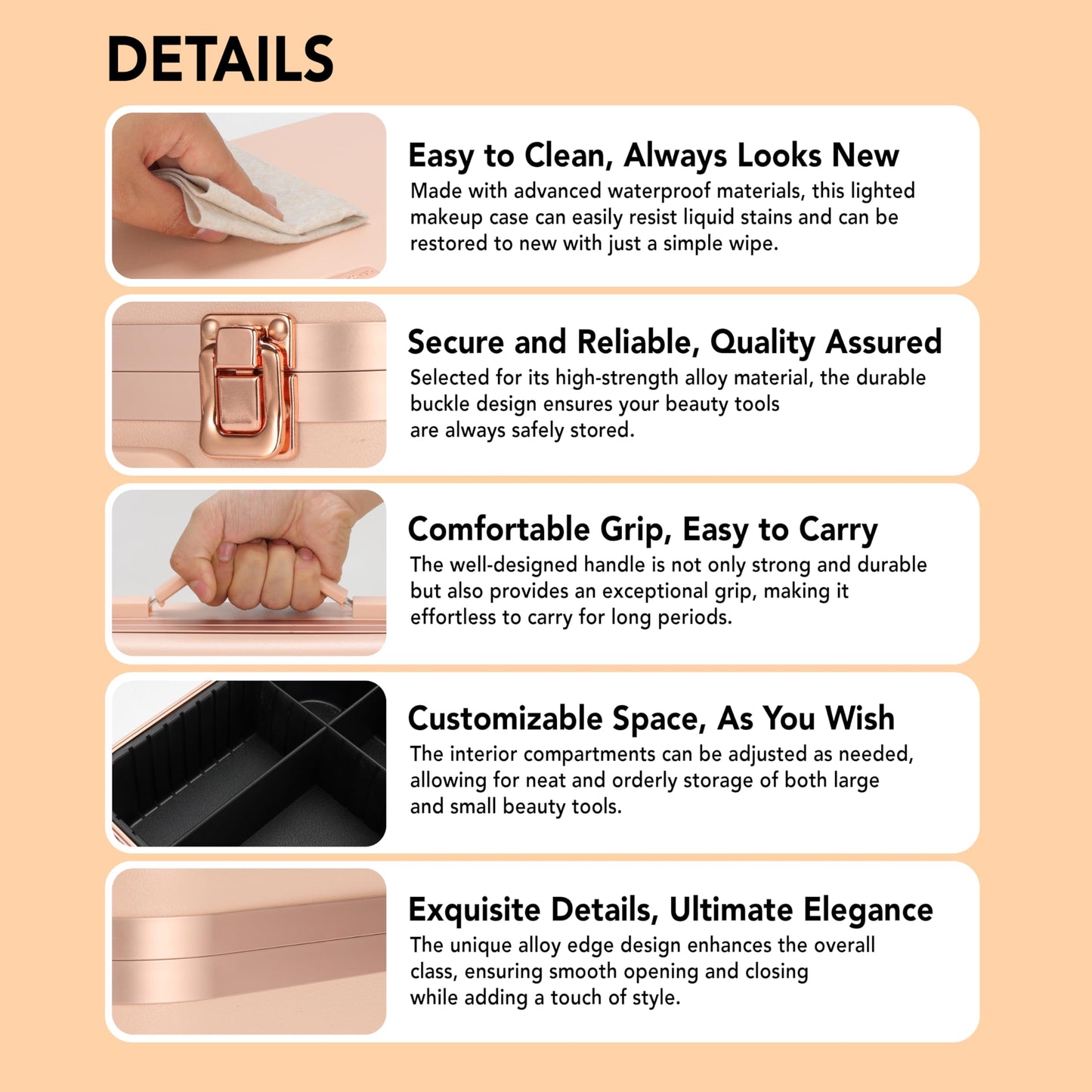 Lighted Makeup Case with Mirror - Large Size 13.4" x 10.2" - Travel Makeup Case With Mirror - Rechargeable LED Travel Vanity Case with Adjustable Brightness - Train Case Makeup Bag - Pink