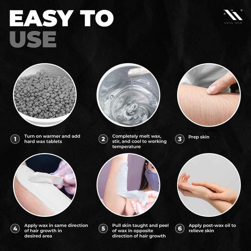 NOVA Melt Warmer for Hair Removal - Mini Waxing Kit with 1lb/500g Hard Wax Beads, 1.1lb Waxing Sticks - Ideal for Face, Body, and Sensitive Areas
