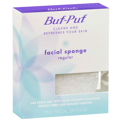 Buf-Puf Facial Sponge, Dermatologist Developed, Removes Deep Down Dirt & Makeup That Causes Breakouts and Blackheads, Reusable, Exfoliating, White, 12 Count