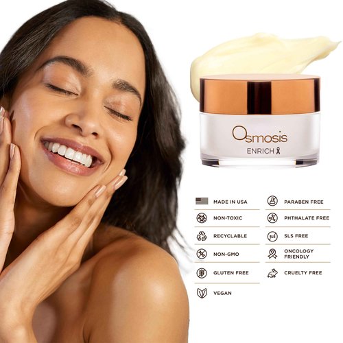 OSMOSIS ENRICH Smoothing Face & Neck Intensive Night Repair Cream Moisturizer with Chirata and Fruit Oils, 1 Oz