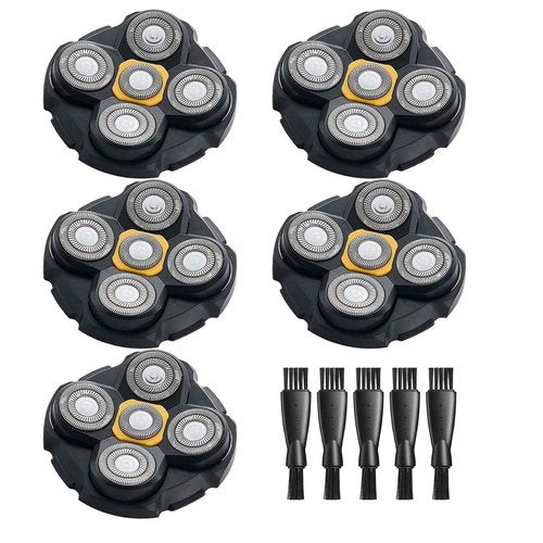 MTTTBHS Head Shaver Blades for Microtouch Titanium Head Shaver, 5PCS Microtouch Titanium Replacement Head, 5 Cleaning Brush