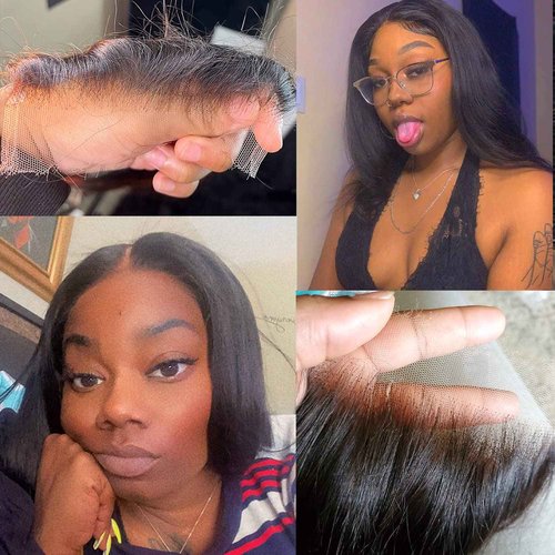 Myshinywigs Bleached Knots 5x5 Real HD Lace Closure Skinlike Straight Human Hair Closure Pre Plucked with Baby Hair Brazilian Virgin Thin Invisible 5x5 Lace Closure Serrated Edge 18 Inch Closure Only