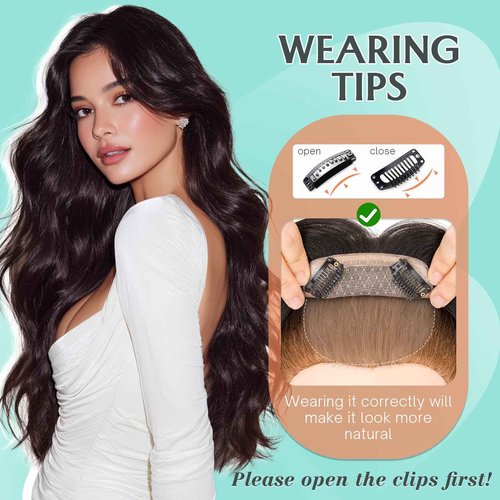 Benehair 12 Inch Hair Toppers for Women Real Human Hair 9 * 12CM Silk Base Hair Pieces No Bangs 150% Density