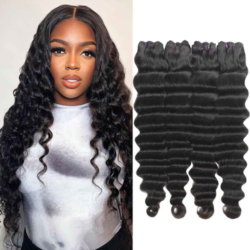 Loose Deep Wave 4 Bundles Human Hair 22 20 18 16 Inch 100% Unprocessed Brazilian Virgin Weave Hair Bundles Wavy Human Hair Natural Color for Black Women