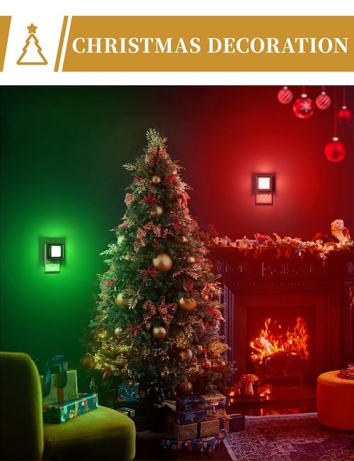 DORESshop Red Night Light [2 Pack], Night Lights Plug Into Wall, Night Light Dusk to Dawn Sensor, LED NightLight Adjustable Brightness, Bedroom, Bathroom, Hallway, Stairs, Christmas, Party