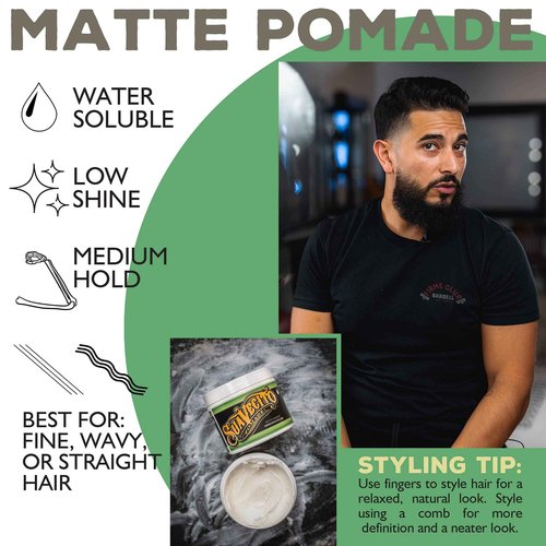 Suavecito Pomade Matte (Shine-Free) Formula 32 oz, 1 Pack - Medium Hold Hair Pomade For Men - Low Shine Matte Hair Paste For Natural Texture Hairstyles