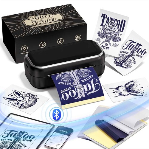 Memoqueen Tattoo Stencil Printers for Tattooing, TP31 Mini Tattoo Stencil Printer Machine for Gift to Enthusias, Beginners, Artists, with 30pcs Tattoo Transfer Paper, Compatible with iOS & Android
