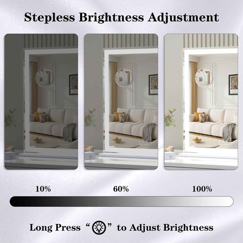 ANYHI Vanity Mirror with LED Light, 24"x20.5" Lighted Vanity Mirror with 10X Magnifying, 3 Color Modes, Dimmable, Smart Touch Control, Aluminum Frame, Tabletop/Wall Mount, White