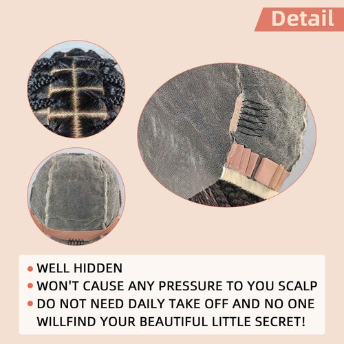 Miz Barn 360 Full Lace Front Knotless Boho Box Braid Wigs Synthetic Lightweight Twist Braided Wig With Curly Ends Swiss Lace Braids Wigs With Baby Hair For Black Women (1B, 24")