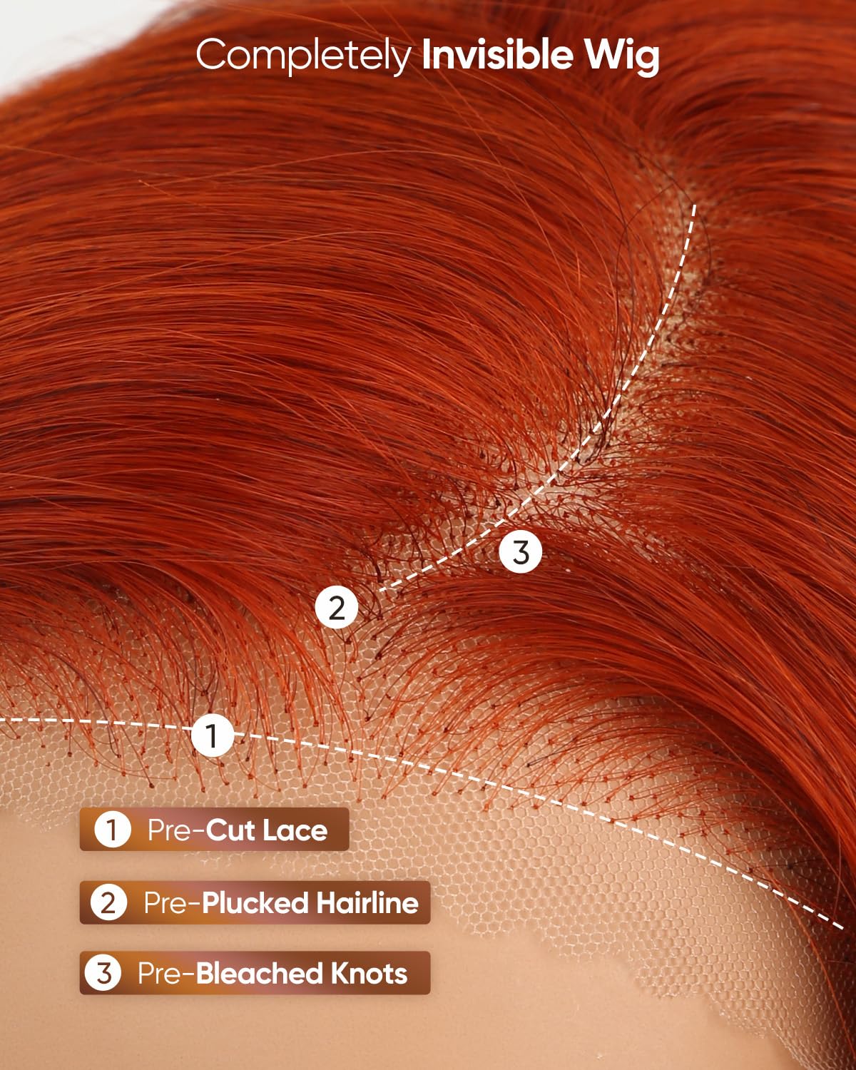 Ginger Orange Body Wave HD Lace Frontal Wigs Human Hair，200% Density 350# 13X4 Lace Front Wigs Human Hair Pre Plucked for Women 18inch