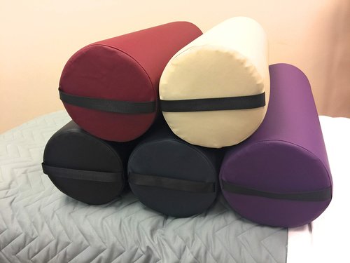 Fluffy Massage Bolster Pillow by NRG - 8"W x 26"L Full Round Massage/Spa Table Bolster with Carrying Strap - Supports Neck, Knees or Ankles - PVC Free Vinyl Upholstery - CFC Free Foam - Color: Black