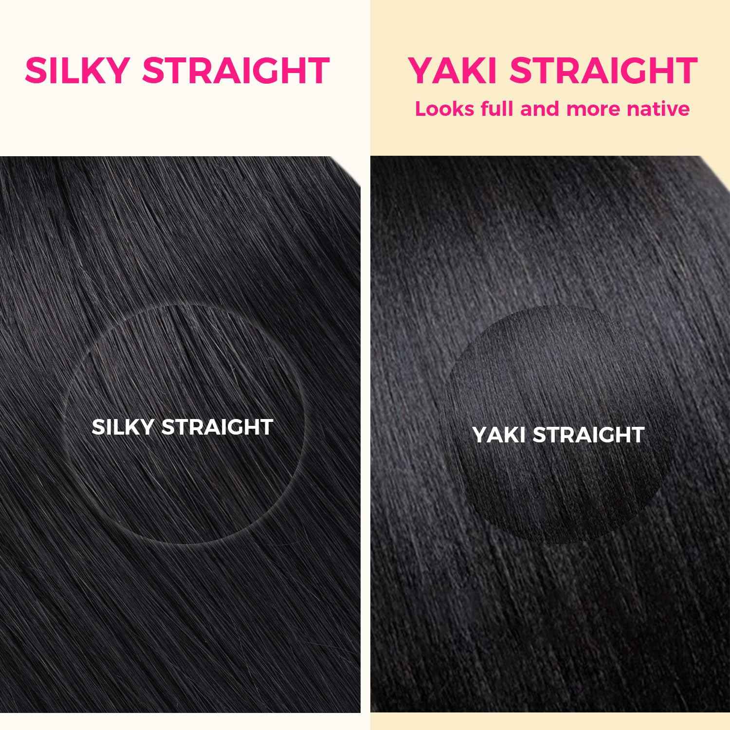 Lashey Seamless Clip-in Hair Extensions Human Hair Light Yaki Straight 16 Inch 7pcs 110g Natural Black PU Clip-in Hair Extensions