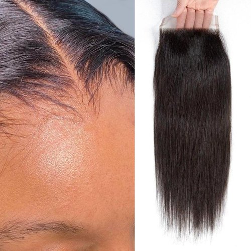 FalaFala SKINLIKE Real HD Lace 4x4 Closure Straight Human Hair Free Part Swiss HD Lace Melted Undetectable Serrated Edge Pre Plucked with Baby Hair Frontal Closures Only 18 Inch