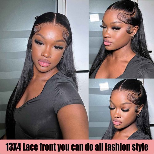 MYSTERY Straight Lace Front Wigs - Human Hair, 13x4 Lace Front Wigs, 150% Density HD Lace Frontal Wigs for Women - Natural Black with Baby Hair, 20 Inch