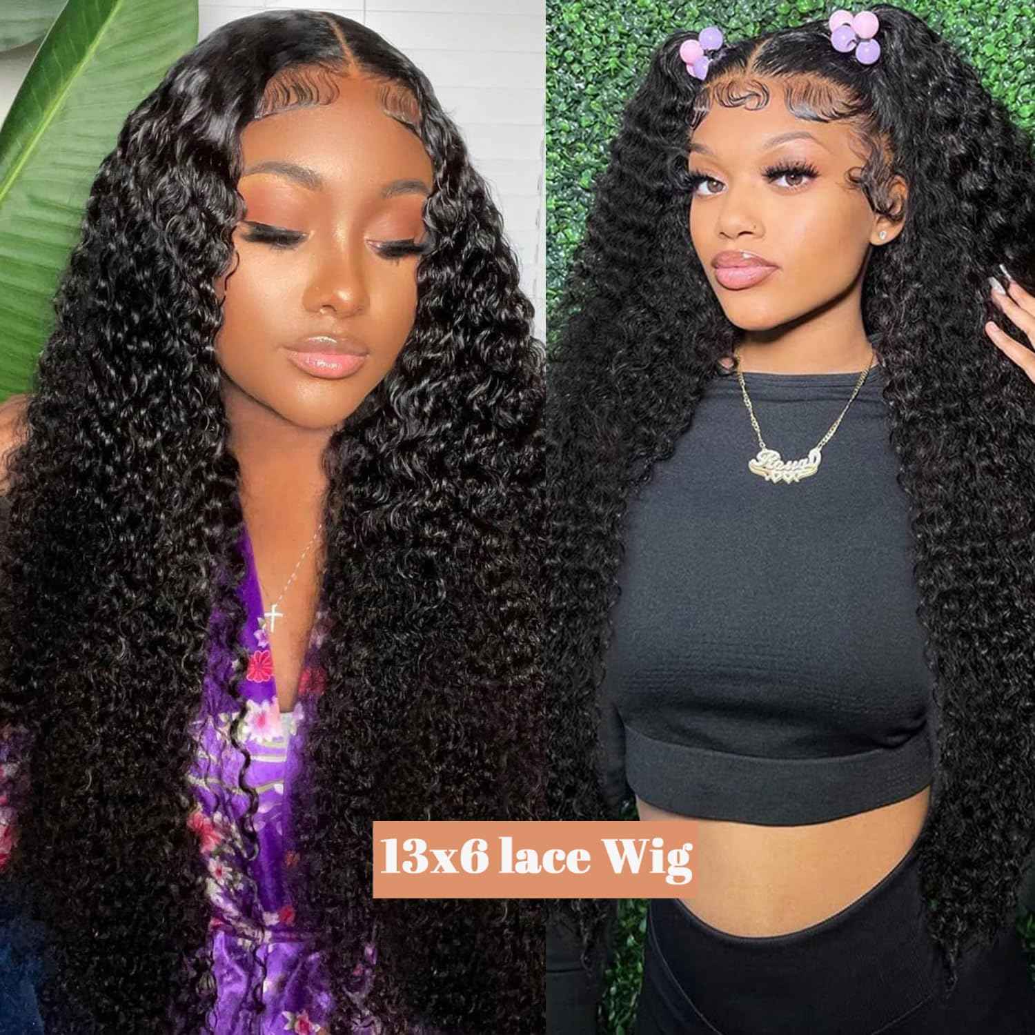 30 Inch 13x6 Deep Wave Lace Front Wigs Human Hair 180% Density Curly Lace Frontal Wig for Black Women Glueless Wigs Human Hair Wet and Wavy Wigs Pre Plucked with Baby Hair